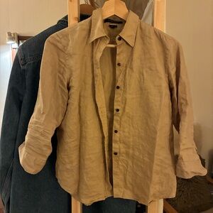 Ralph Lauren Beige Button Down Shirt linen